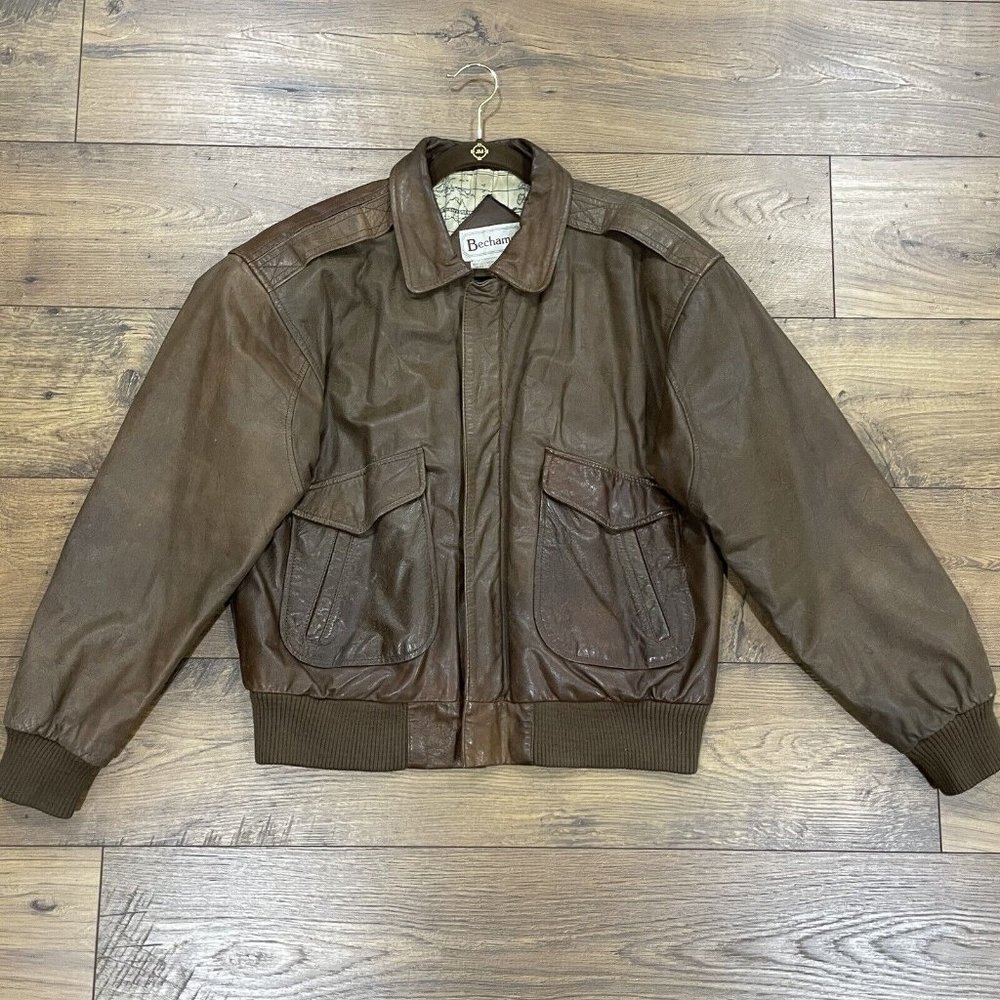 Bechamel Brown Leather Bomber Jacket - image 1